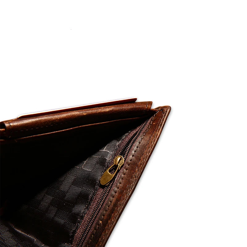 Vintage Short Men Wallets Cowhide Crazy Horse Leather