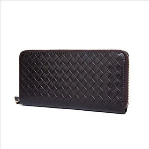 Men Organizer Wallets Leather Weave Clutch Purses