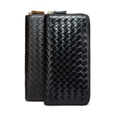 Men Organizer Wallets Leather Weave Clutch Purses