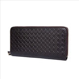 Men Organizer Wallets Leather Weave Clutch Purses