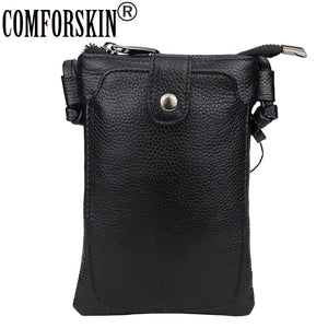 Cowhide Leather Women Messenger Bag Ladies Small Mobile Phone Bag