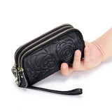 Cowhide Clutch Bag Ladies Multi-layer Zipper Small Wallet