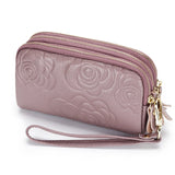 Cowhide Clutch Bag Ladies Multi-layer Zipper Small Wallet