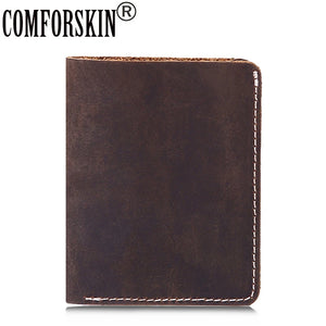 Vintage Men Wallet Cowhide Crazy Horse Leather Carteira Masculina