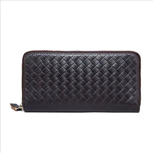 Cow Leather Embossed Knitting Weave Pattern Men Wallets
