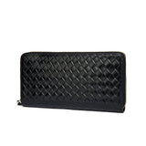 Cow Leather Embossed Knitting Weave Pattern Men Wallets