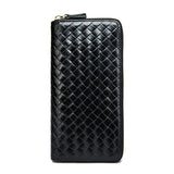 Cow Leather Embossed Knitting Weave Pattern Men Wallets