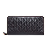 Cow Leather Embossed Knitting Weave Pattern Men Wallets