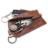 Leather Key Wallet Men Car Key Holder Zipper Keys Case Top Male Man Housekeeper