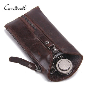 Leather Key Wallet Men Car Key Holder Zipper Keys Case Top Male Man Housekeeper