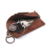 CONTACT'S Leather Men Key Wallet Vintage Keychain Cover Zipper Key Pouch Bag