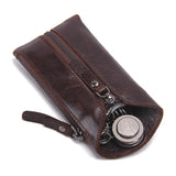 CONTACT'S Leather Men Key Wallet Vintage Keychain Cover Zipper Key Pouch Bag