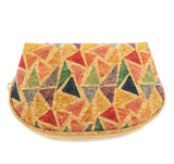 Geometric Pattern Cork Pouch Toiletry Bag for Lipstick Brushes Storage