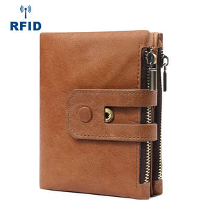 Men Wallet Cow Leather Wallet Big Capacity Short Men Purse