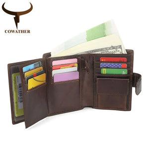 Short Men Wallet Cow Leather Male Purse Top Cowhide Purse