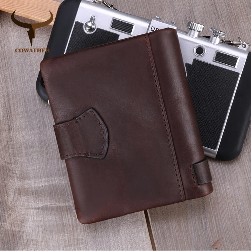 Men's Cow Leather Wallet Vintage Male Purse