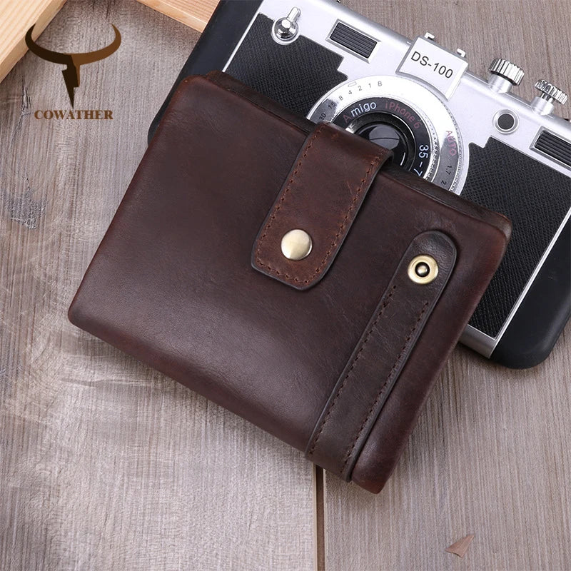 Men's Cow Leather Wallet Vintage Male Purse
