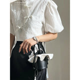 Y2K Style Pleated Mini Lipstick Bucket Bag