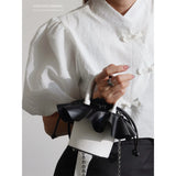 Y2K Style Pleated Mini Lipstick Bucket Bag