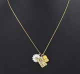 Flowers Car Metal Postcard Multi-Pendant Necklace