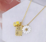 Flowers Car Metal Postcard Multi-Pendant Necklace