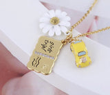 Flowers Car Metal Postcard Multi-Pendant Necklace
