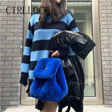 CTRLLOCK Preppy Style Candy Fur Backpack Student Schoolbag
