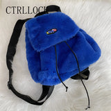 CTRLLOCK Preppy Style Candy Fur Backpack Student Schoolbag