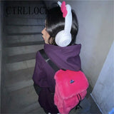 CTRLLOCK Preppy Style Candy Fur Backpack Student Schoolbag