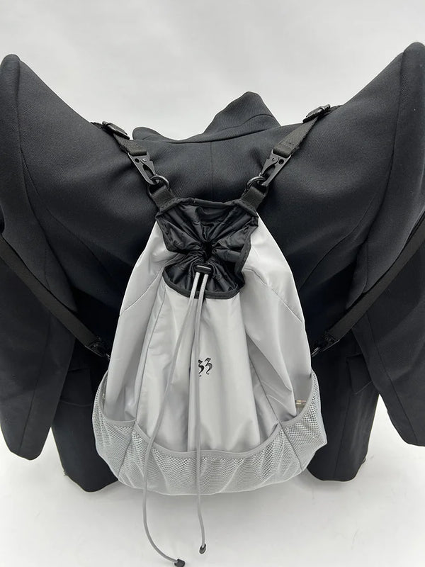CTRLLOCK Techwear Gray Nylon Backpack Mesh Women Schoolbag