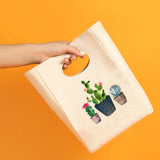 Cactus Plant Lunch Bags for Women Canvas High Capacity School Food Storage Bags