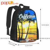 California Republic Cali Beach Palm Tree Urban Backpack Large Capacity Print
