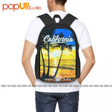 California Republic Cali Beach Palm Tree Urban Backpack Large Capacity Print