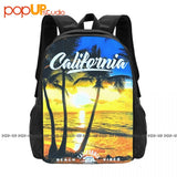 California Republic Cali Beach Palm Tree Urban Backpack Large Capacity Print