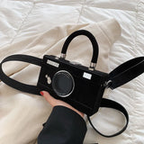 Camera Shape Box Purse Faux Suede Top Handle Crossbody Clutch Bag
