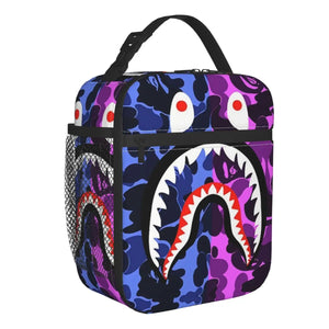Camouflage Portable Lunch Box Leakproof Shark Teeth Cooler Insulated Lunch Bag