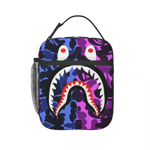 Camouflage Portable Lunch Box Leakproof Shark Teeth Cooler Insulated Lunch Bag