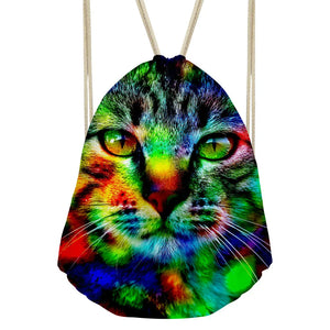 Camouflage Cat Drawstring Bag Backpack Unisex Men Women Travel Backbag