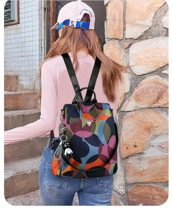 Camouflage Graffiti Waterproof Oxford Women Backpack