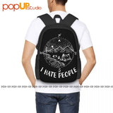 Camping Compass I Hate People Backpack Large Capacity Portable Gymnast Bag