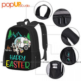 Easter Bunny Eggs Backpack Large Capacity Travel Shopping Bag