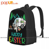 Easter Bunny Eggs Backpack Large Capacity Travel Shopping Bag