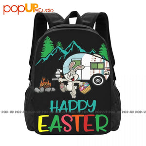 Easter Bunny Eggs Backpack Large Capacity Travel Shopping Bag