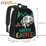 Easter Bunny Eggs Backpack Large Capacity Travel Shopping Bag