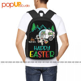Easter Bunny Eggs Backpack Large Capacity Travel Shopping Bag
