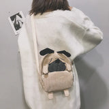 Cute Corduroy Dog Style Messenger Bag