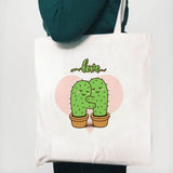 Cactus Drawing Print Canvas Tote Bag