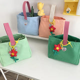 Candy Canvas Lunch Bag Portable Food Pouch Picnic Tote Handbag