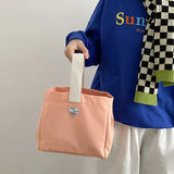 Candy Canvas Lunch Bag Portable Food Pouch Picnic Tote Handbag