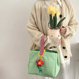 Candy Canvas Lunch Bag Portable Food Pouch Picnic Tote Handbag